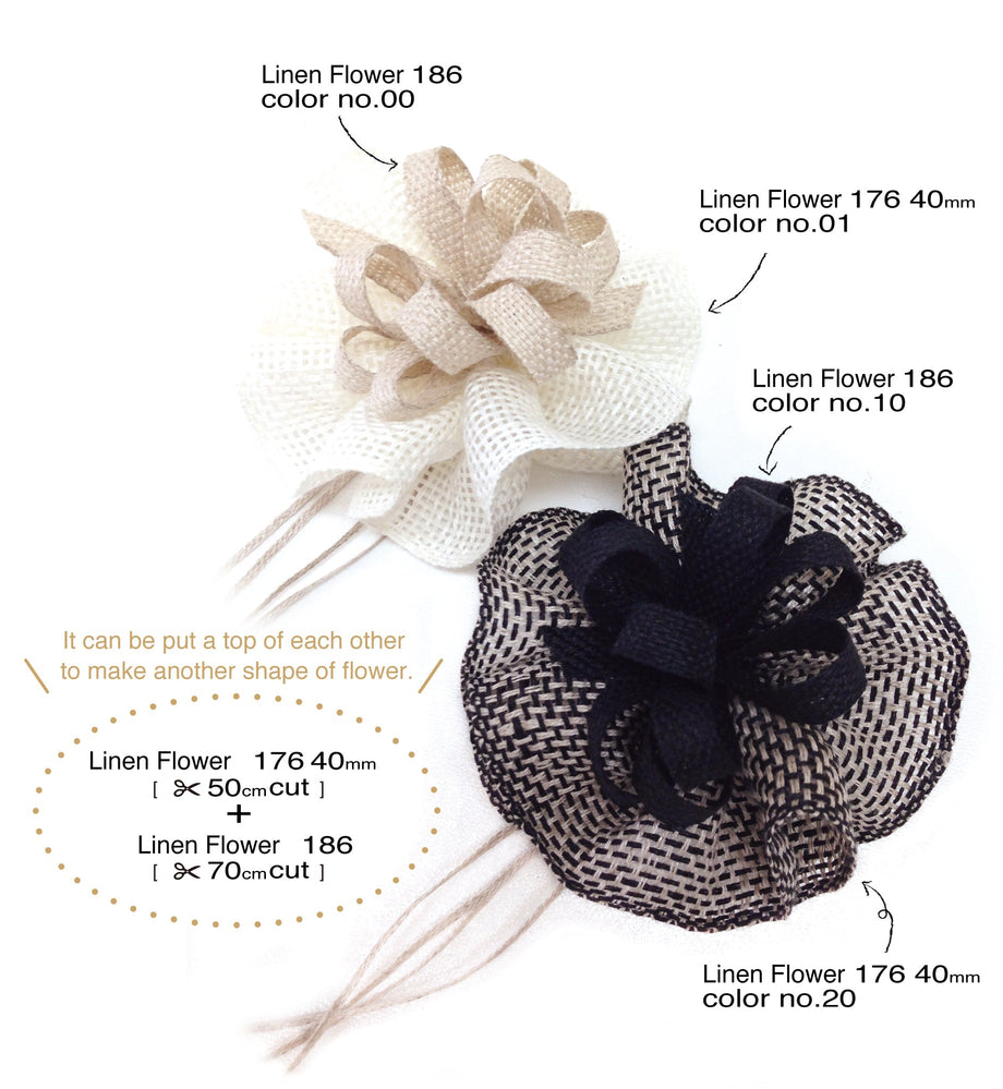 リネンフラワー 176 | 幅30mm | フラワーリボン | 天然素材 – 川崎