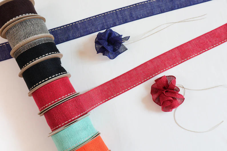 櫻リボン リネンフラワー 176 | 幅40mm | フラワーリボン | 天然素材 | リネン